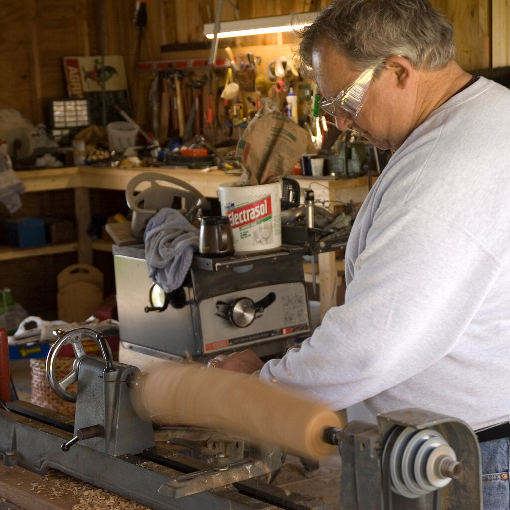Photo of a woodturner