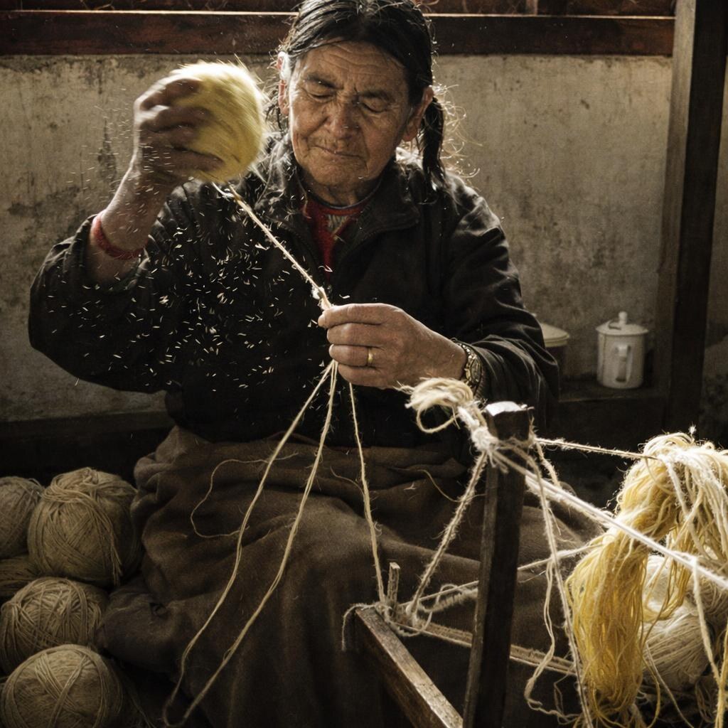 Photo of a man spinning wool