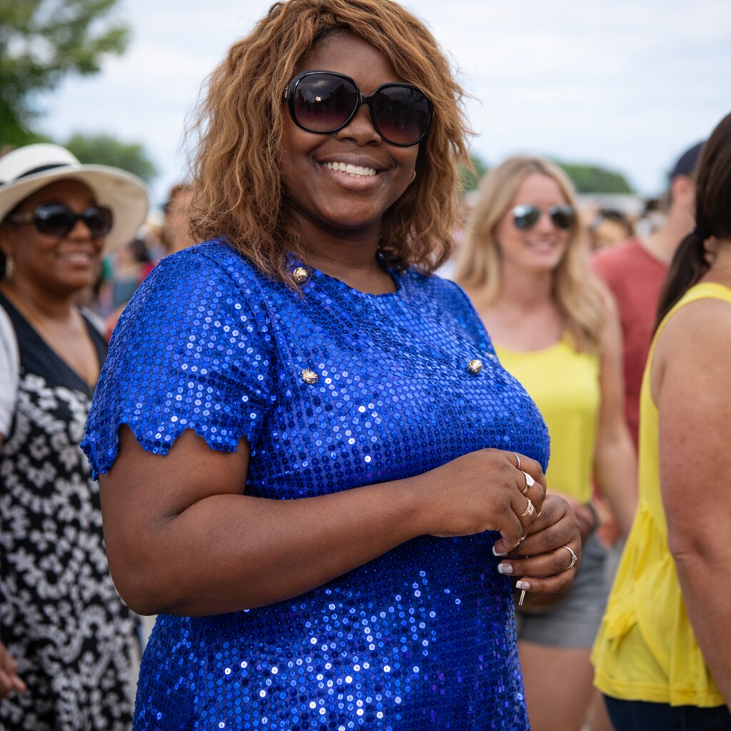 Generated image of a woman wearing a blue dress