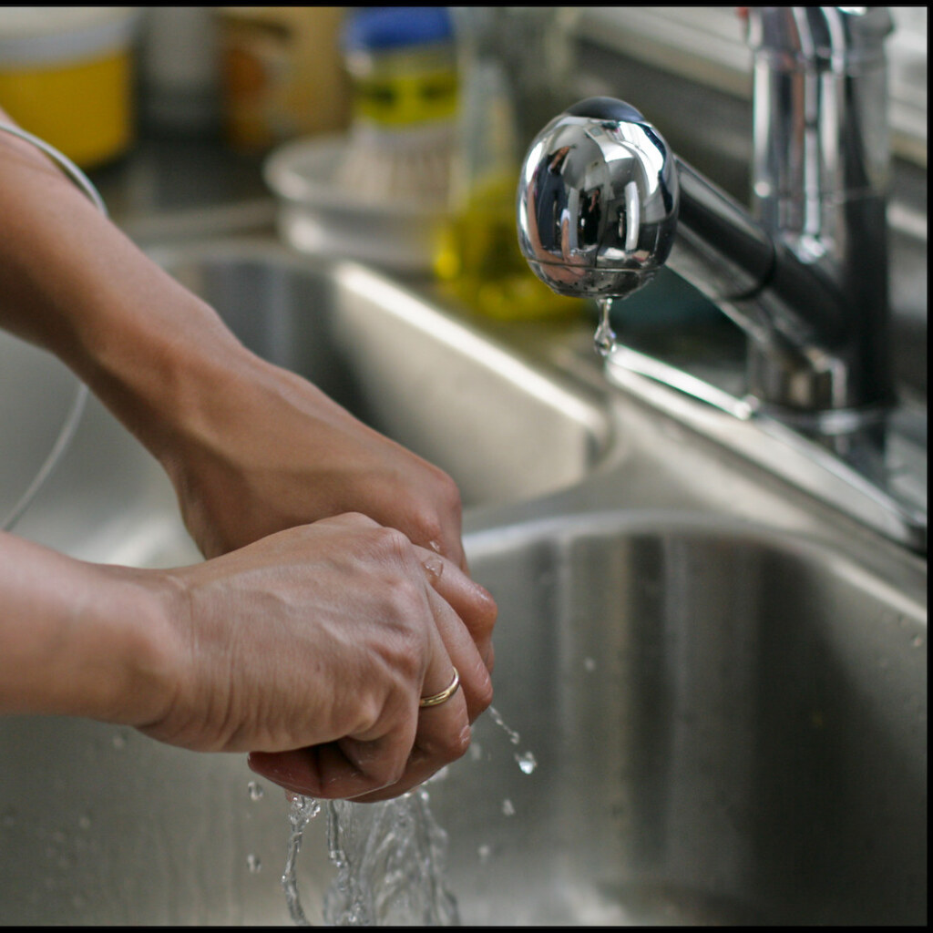 Photo of some hands wringing out a cloth