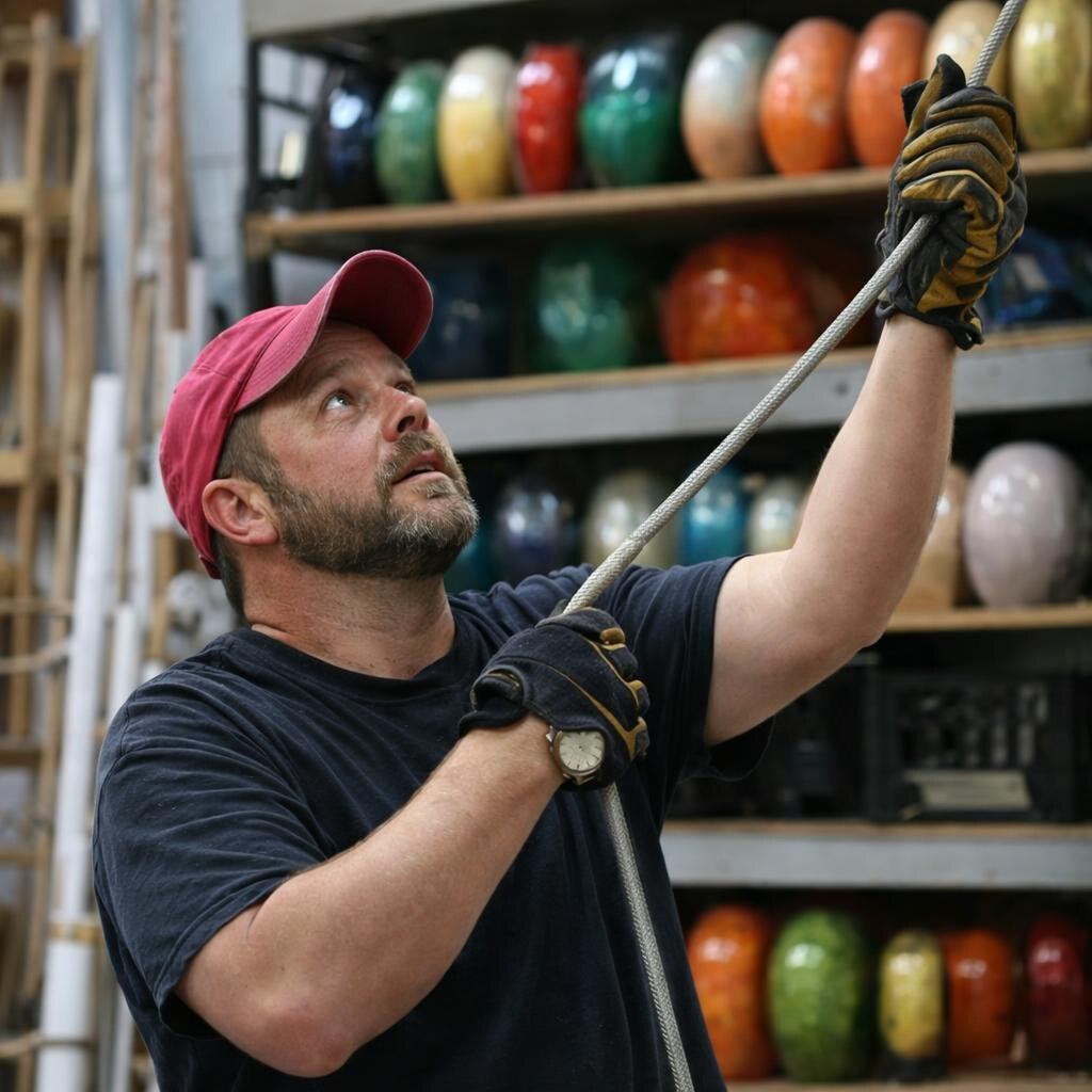 Photo of a man yanking a rope