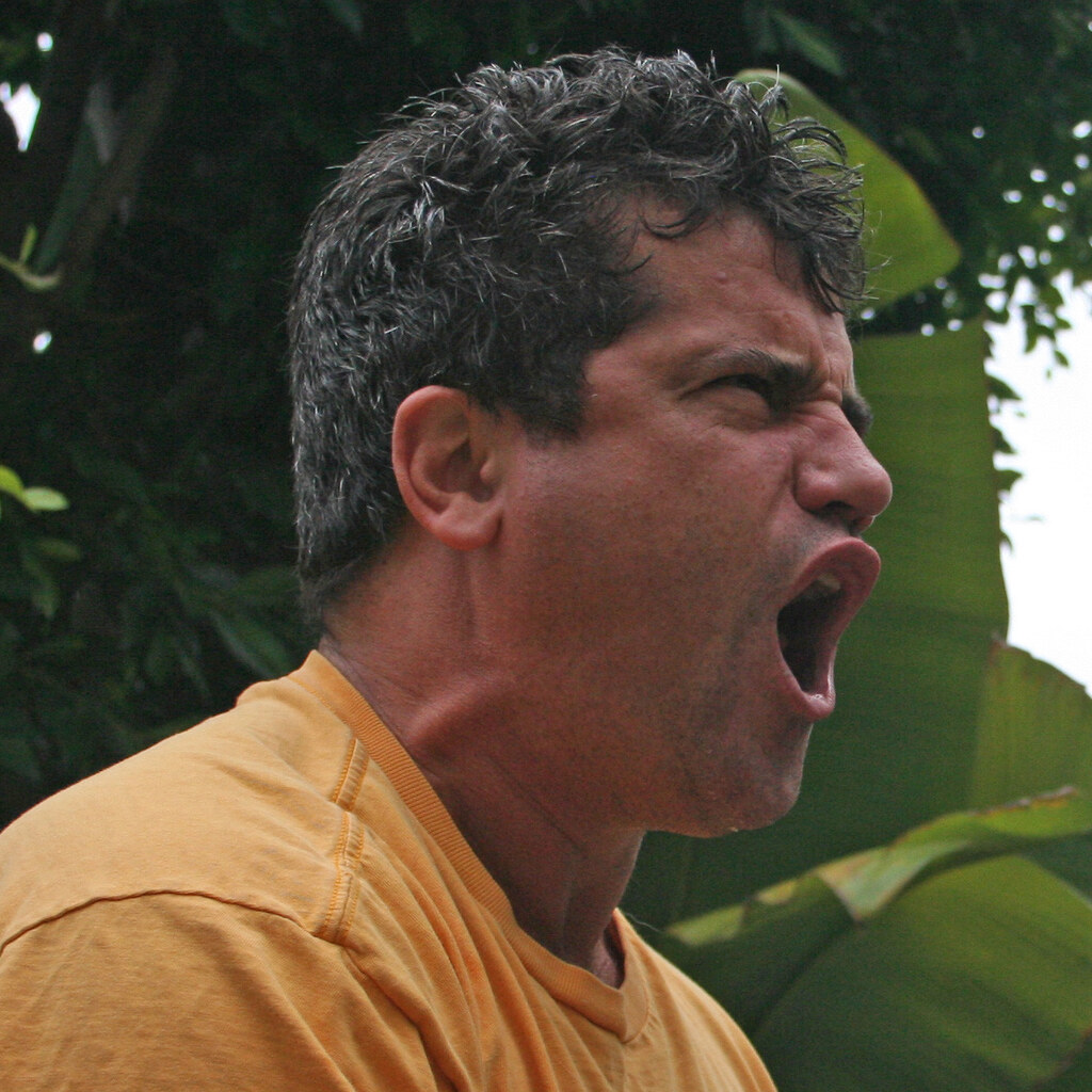 Photo of a man yelling